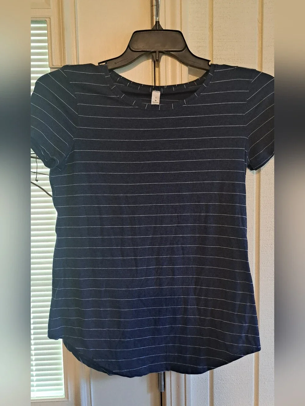 Lululemon Love Crew Blue White Stripe Shirt Crew Shirt Tshirt Sz 4